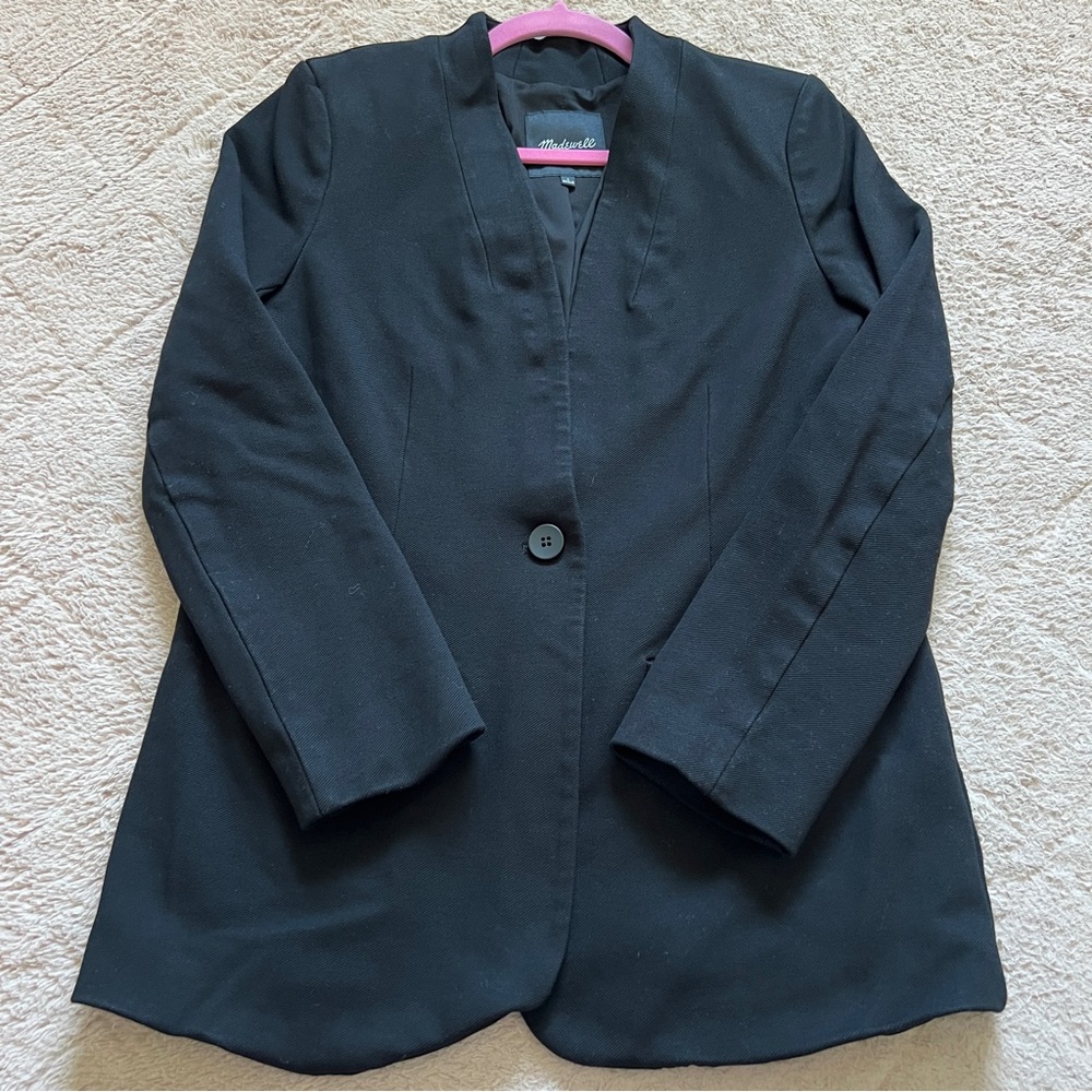 Madewell Lightweight Blazer Shoulder Pads Minimalist Capsule Office Preppy Sz 6